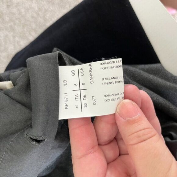 Rick Owens DRKSHDW Lamb Leather Cropped Gray Short Sleeve Zip Jacket - Picture 13 of 13